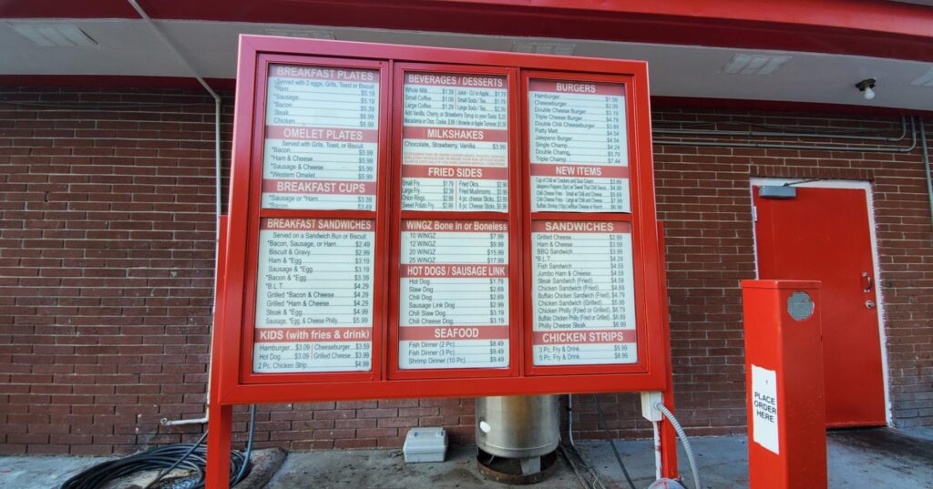 Chandlers Drive In Menu 1