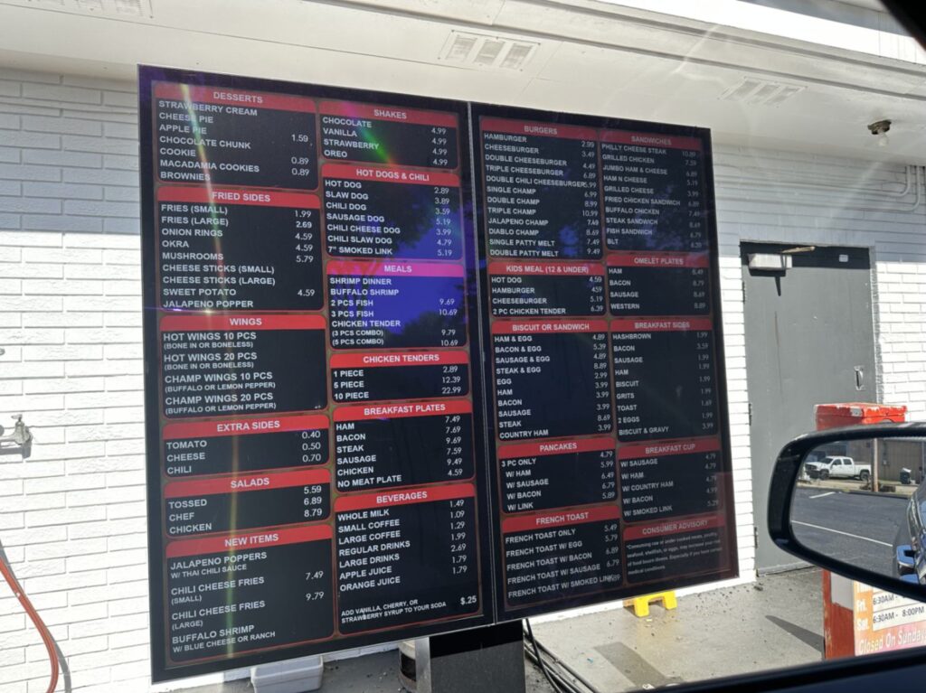 Chandlers Drive In Menu 2